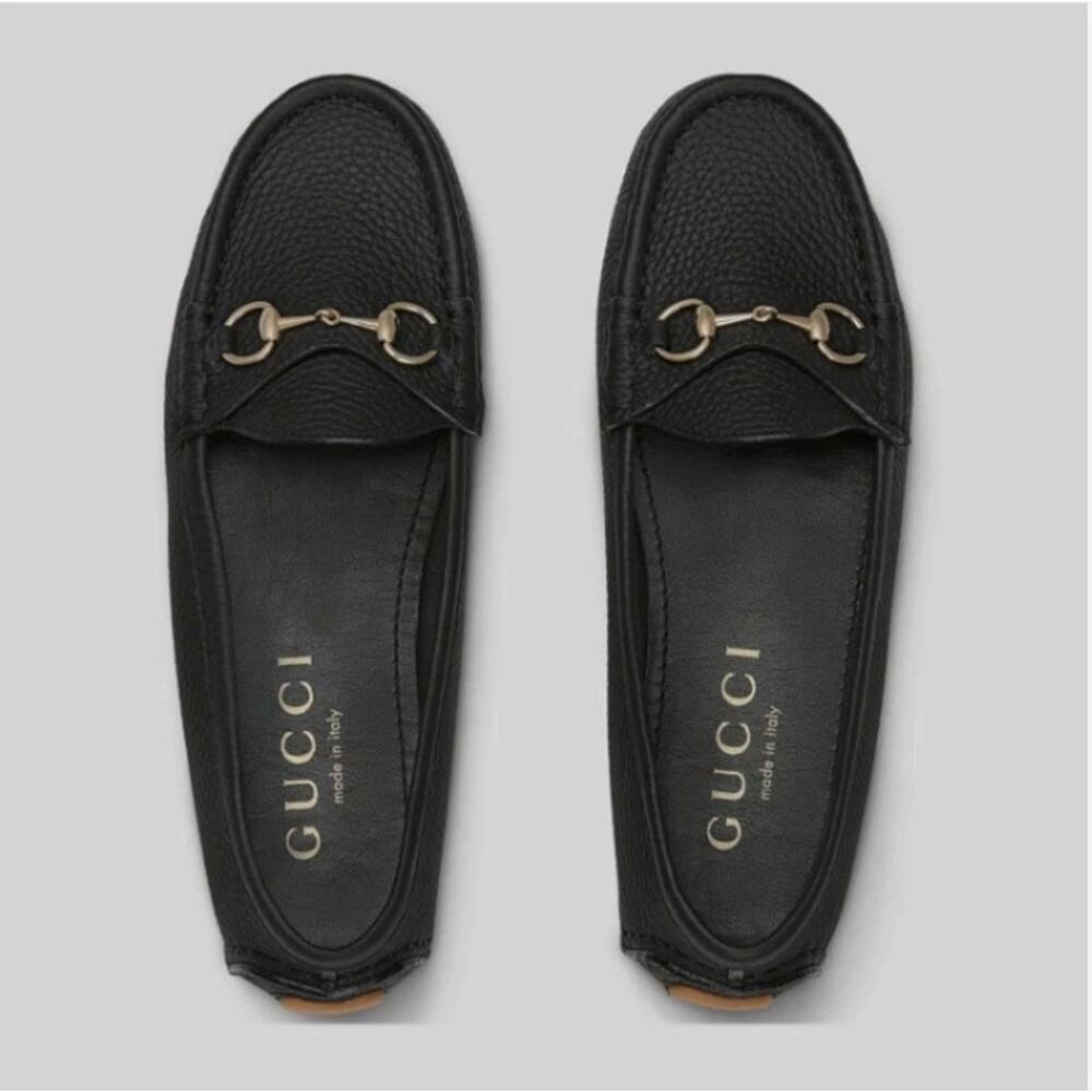 NEW Gucci Clove Calfskin Leather EU 39 US 9 Horsebit Driver Loafers Black